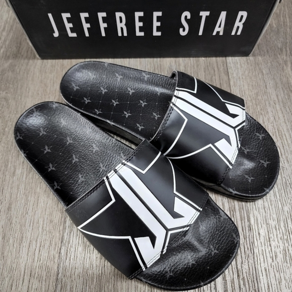 Jeffree Star Black Slides Shoes Slippers Sandals 12 RARE - Picture 4 of 4